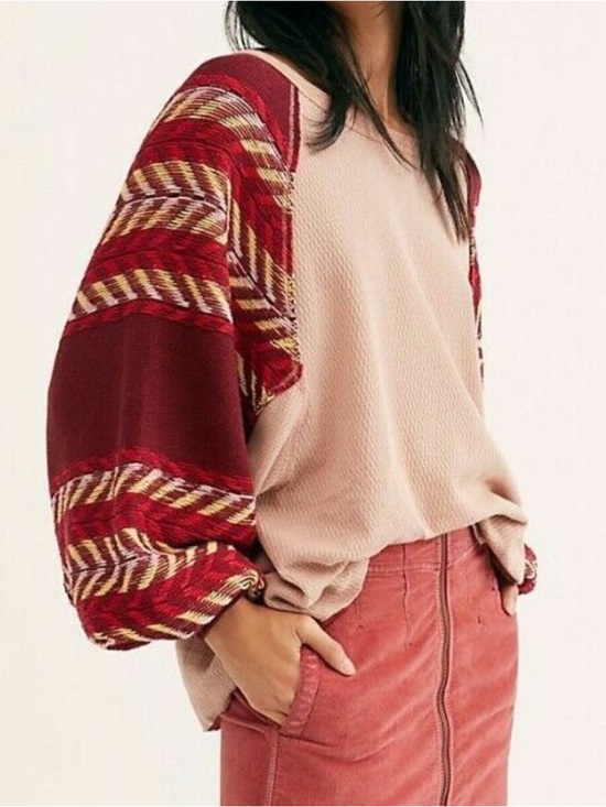 Free People Tops - Free People Medium Rainbow Dreams Pullover Top S Balloon Sleeve Arizona Sands